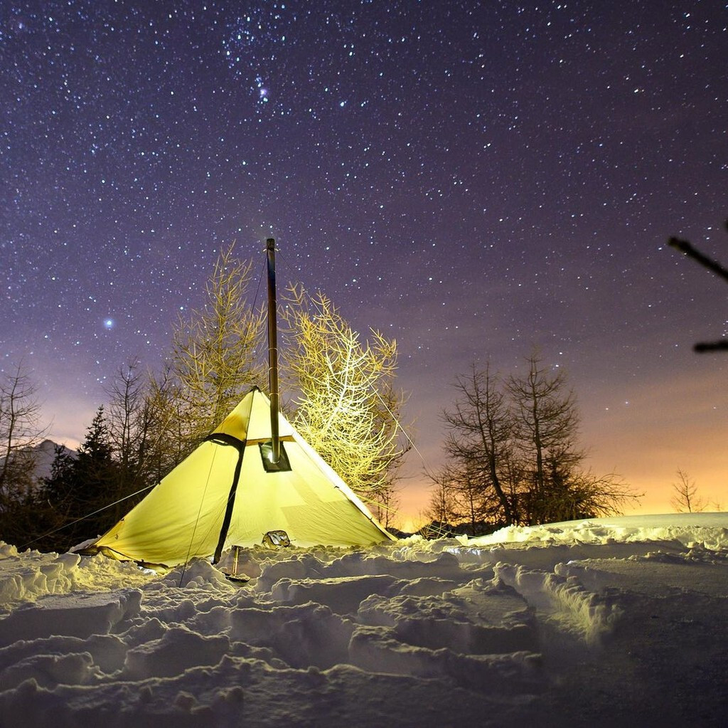 Under a tipi Mountain bivouac