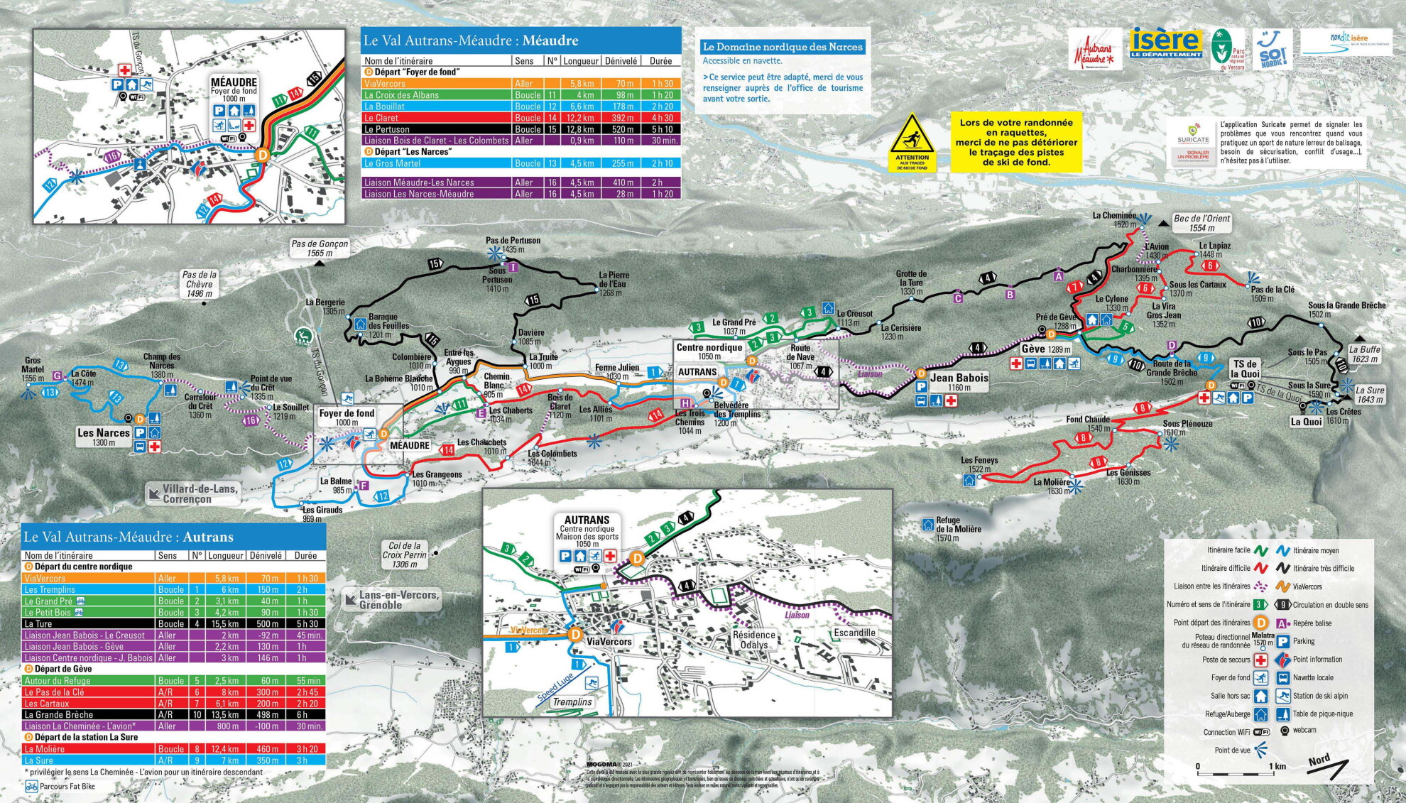 Autrans snowshoe map
