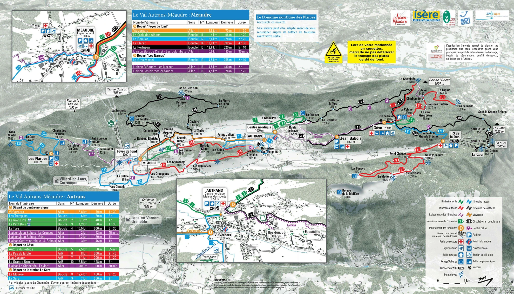 Autrans snowshoe map